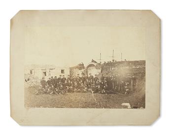 (CIVIL WAR--NAVY.) Black, James Wallace; photographer. Pair of large photographs of the Naval Academy at its temporary Newport home.